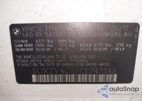 2012 BMW X5 xDrive35I/xDrive35I Premium/xDrive35I Sport Activity from USA, damaged, VIN 5UXZV4C57CL747345